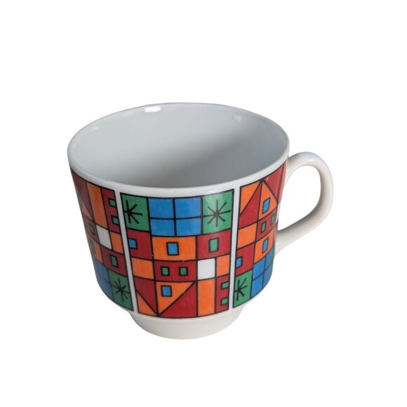 Vintage Schumann Arzberg Bavaria Germany Geometric Coffee Cups Creamer Mod 1970' - Picture 2 of 12